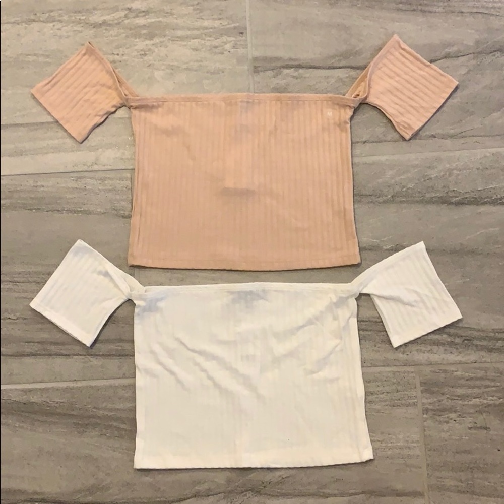 Kendall & Kylie Ribbed Off The Shoulder Crop Tops
